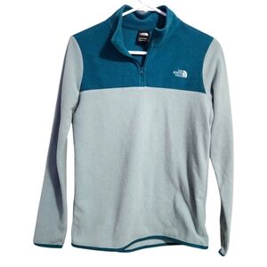 THE NORTH FACE Teal Fleece 1/4 zip pull over activewear top size S